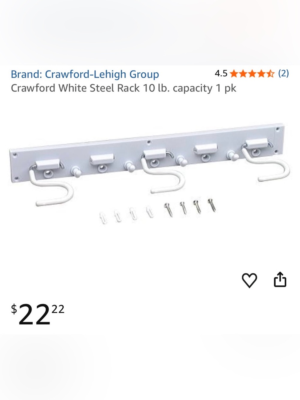 Multi-hook wall organizer in white